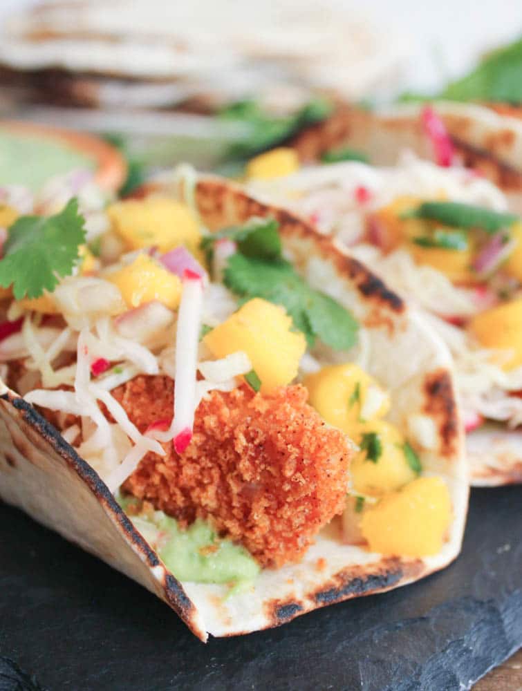 Crispy-Baked-Tilapia-Tacos-with-Mango-Salsa-and-avocado-salsa-verde