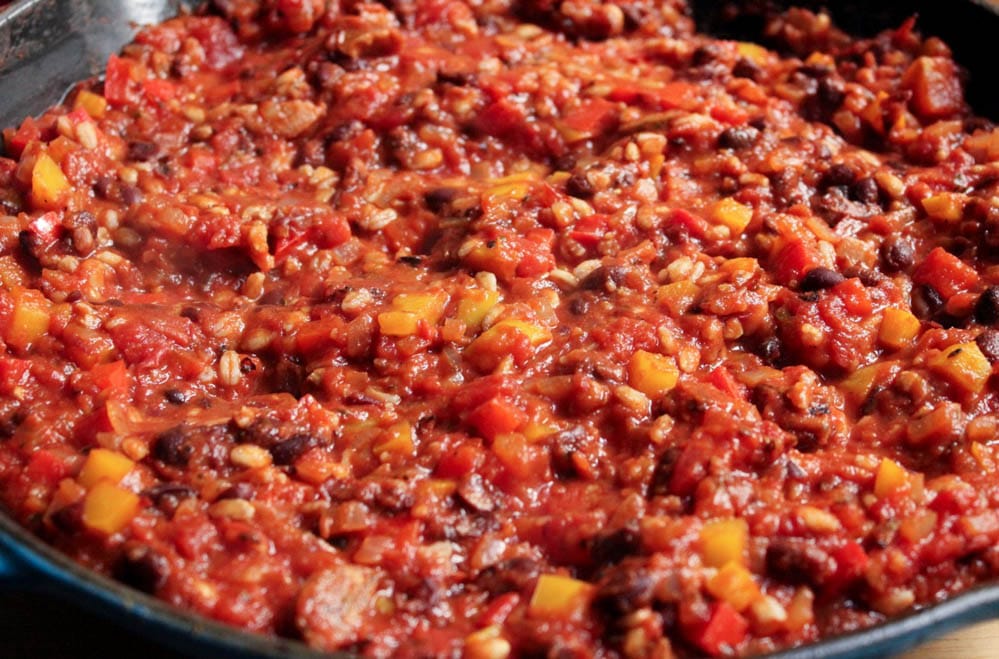 Fiesta-Baked-Eggs-with-Farro-Black-Beans-and-Chicken-Sausage-step-5