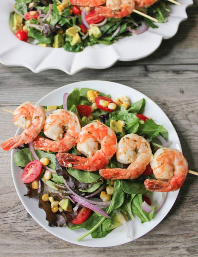 Best-Summer-Grilling-Recipes-Summer-Salad-with-Corn-Avocado-and-Grilled-Herb-Shrimp