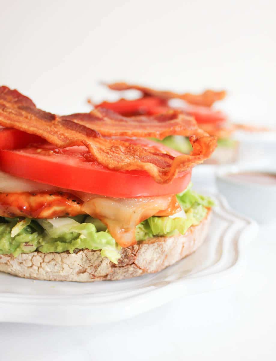 Open-Face-BBQ-Chicken-Club-with-Guacamole-and-Provolone-3