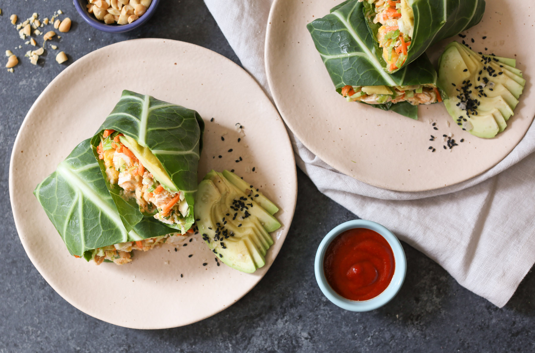 sriracha-chicken-salad-collard-wraps-with-mango-avocado-and-slaw-8