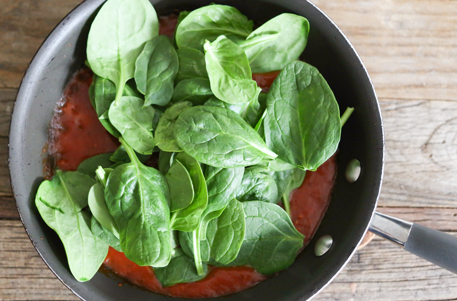 5-ingredient Skillet Eggs with Spinach and Roasted Cauliflower