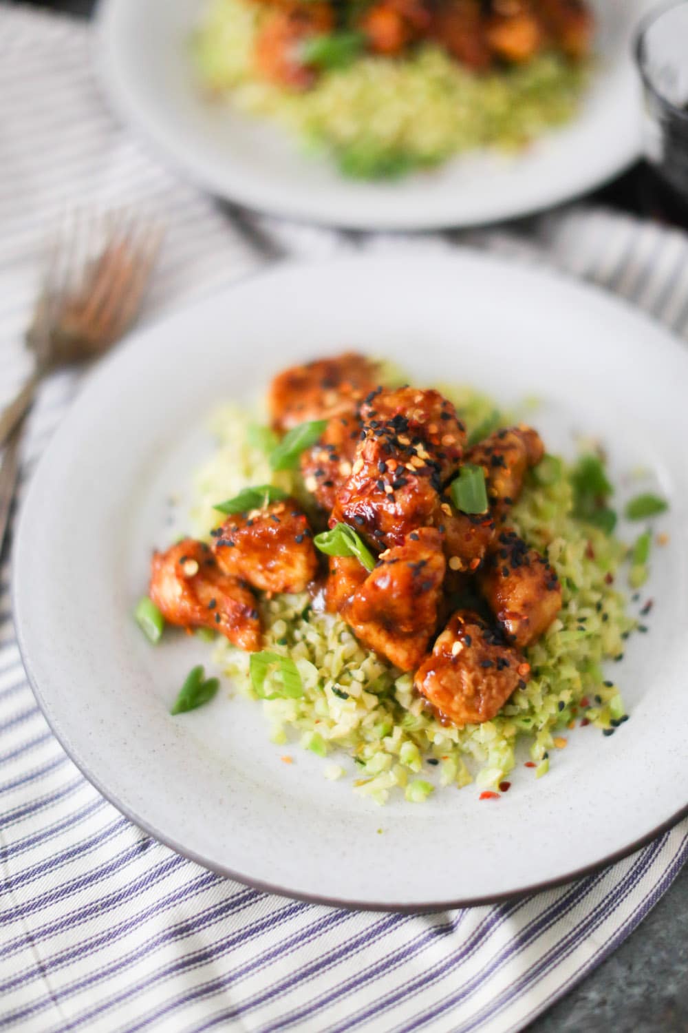 Crispy Orange Chicken with Lemon-Ginger Broccoli Rice