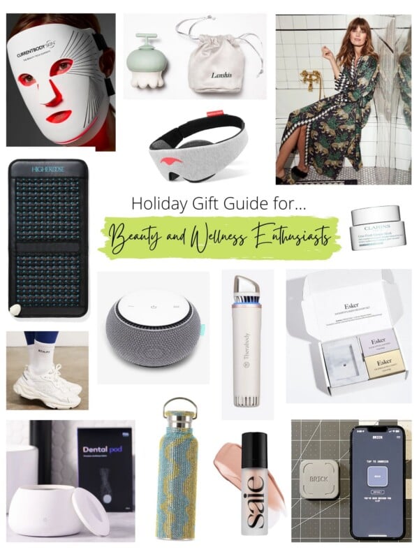 A collage of beauty and wellness gift ideas.