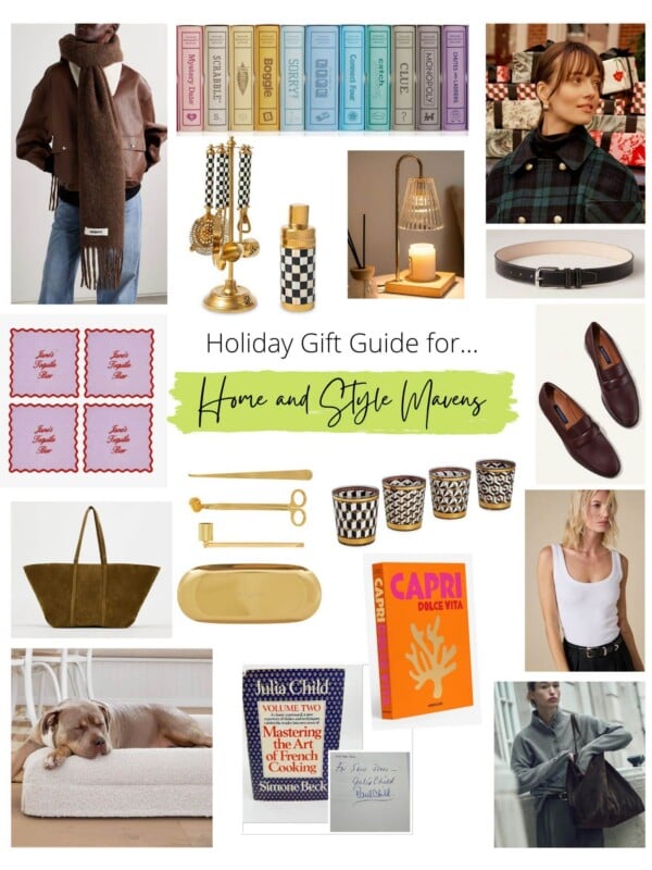A collage of gift ideas for stylish women and home decor lovers.